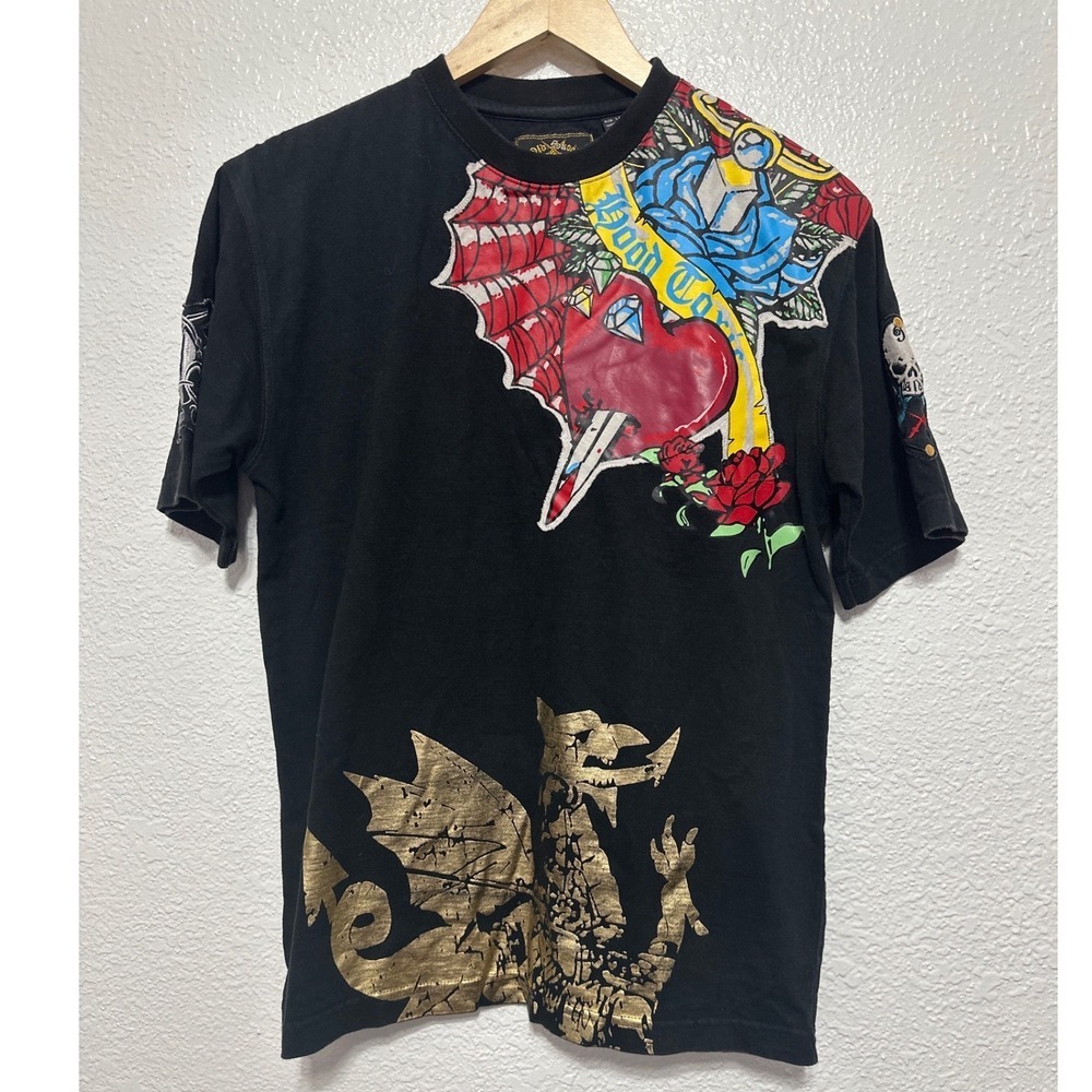 Old School Premium Poison Hood Toxic Graphic T Shirt Black Dragon Rose Skull